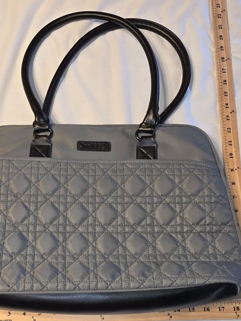 CoolBell Gray Quilted Tote Computer Bag 15.6 Inch Laptop